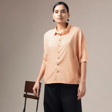 Fine Cotton Lt Weight Dolman Sleeve Womens Shirt - Rust