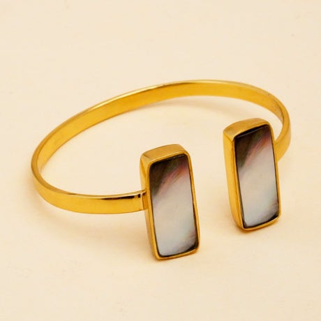 Handmade brass cuff with Brown Mother of Pearl Bezel