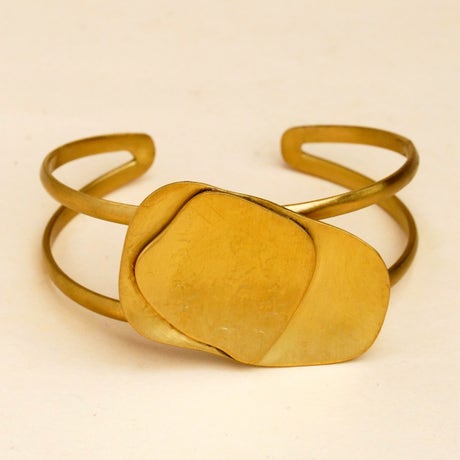 Handmade textured brass cuff - abstract geometry