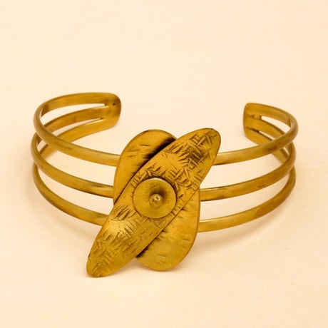Handmade textured brass cuff - abstract eye