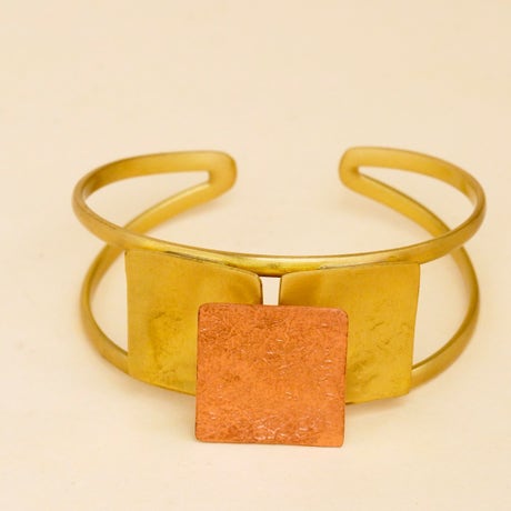 Handmade textured brass cuff - two tone