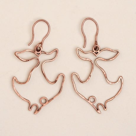 Handmade fish shaped hammered copper earring