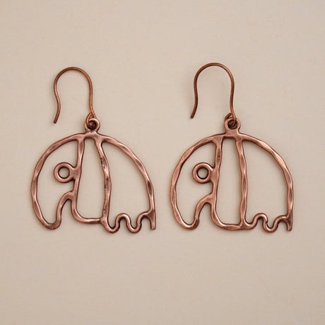 Handmade Elephant shaped Hammered Copper Earrings