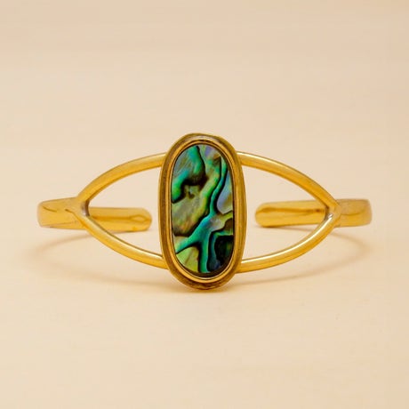Handmade Brass cuff with abalone mother of pearl centre piece