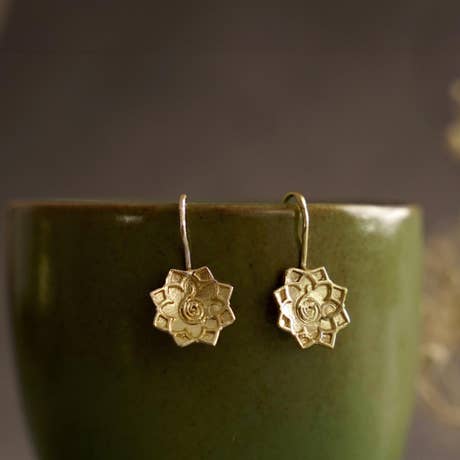 Lotus and Sarpa brass earring