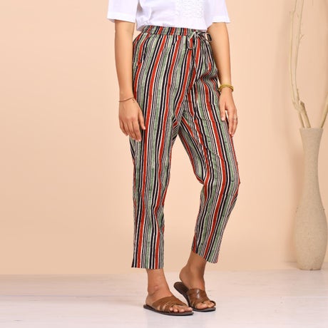  Handblock Printed Tapered Pants - Pan African Stripes