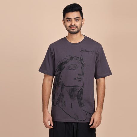  Adiyogi Iconic - Screen Printed T Shirt (Dk Grey)