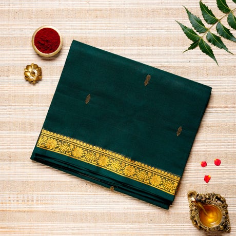 Midnight Green & Golden Cotton Energized Saree