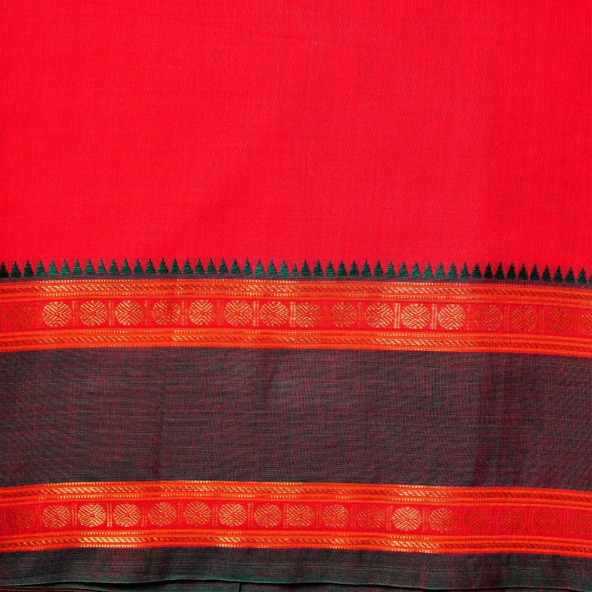  Red, Orange & Grey Cotton Energized Saree