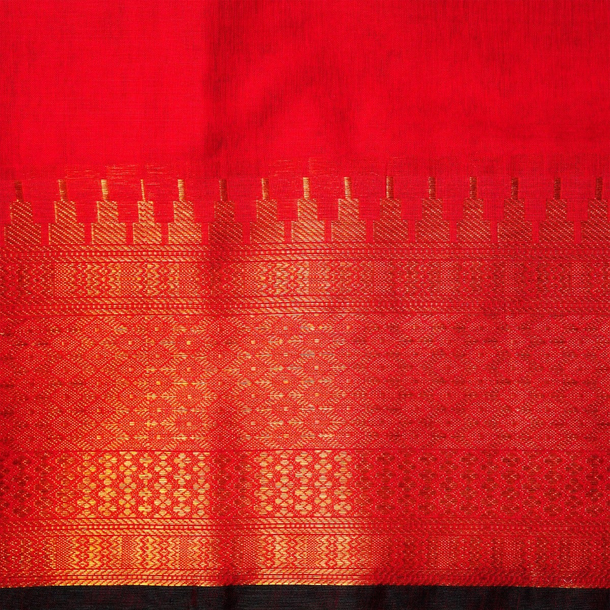 Fiery Red & Gold Cotton Energized Saree