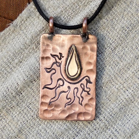 Surya Hammered Copper Pendant