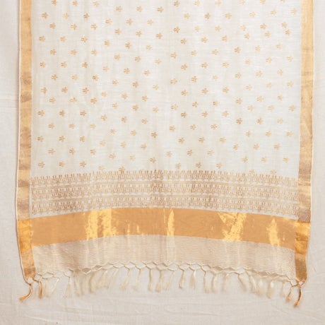 Handwoven Silk Linen Stole with Naga Block Print