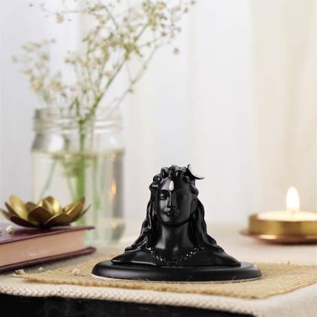 Adiyogi miniature 2" car stand - Black (Metal)
