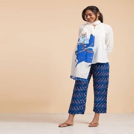 Off White Organic Cotton Nandi Shawl