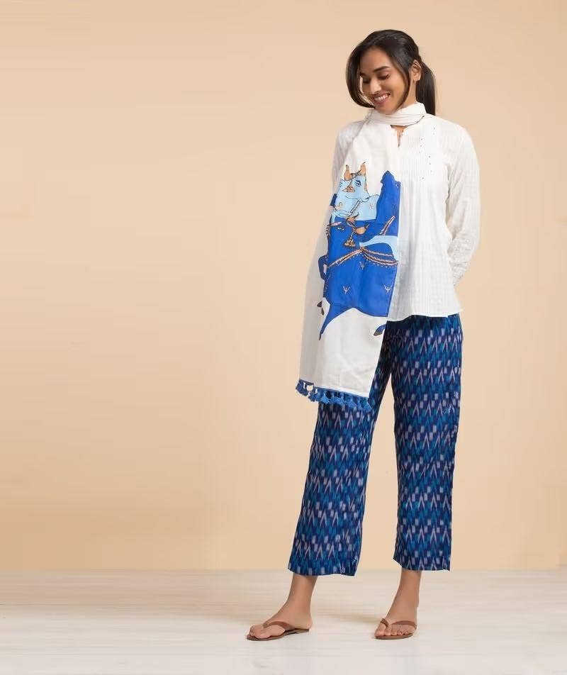 Off White Organic Cotton Nandi Shawl