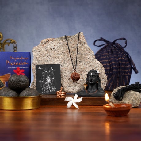 Adiyogi Rudraksha Prasadam with Statue