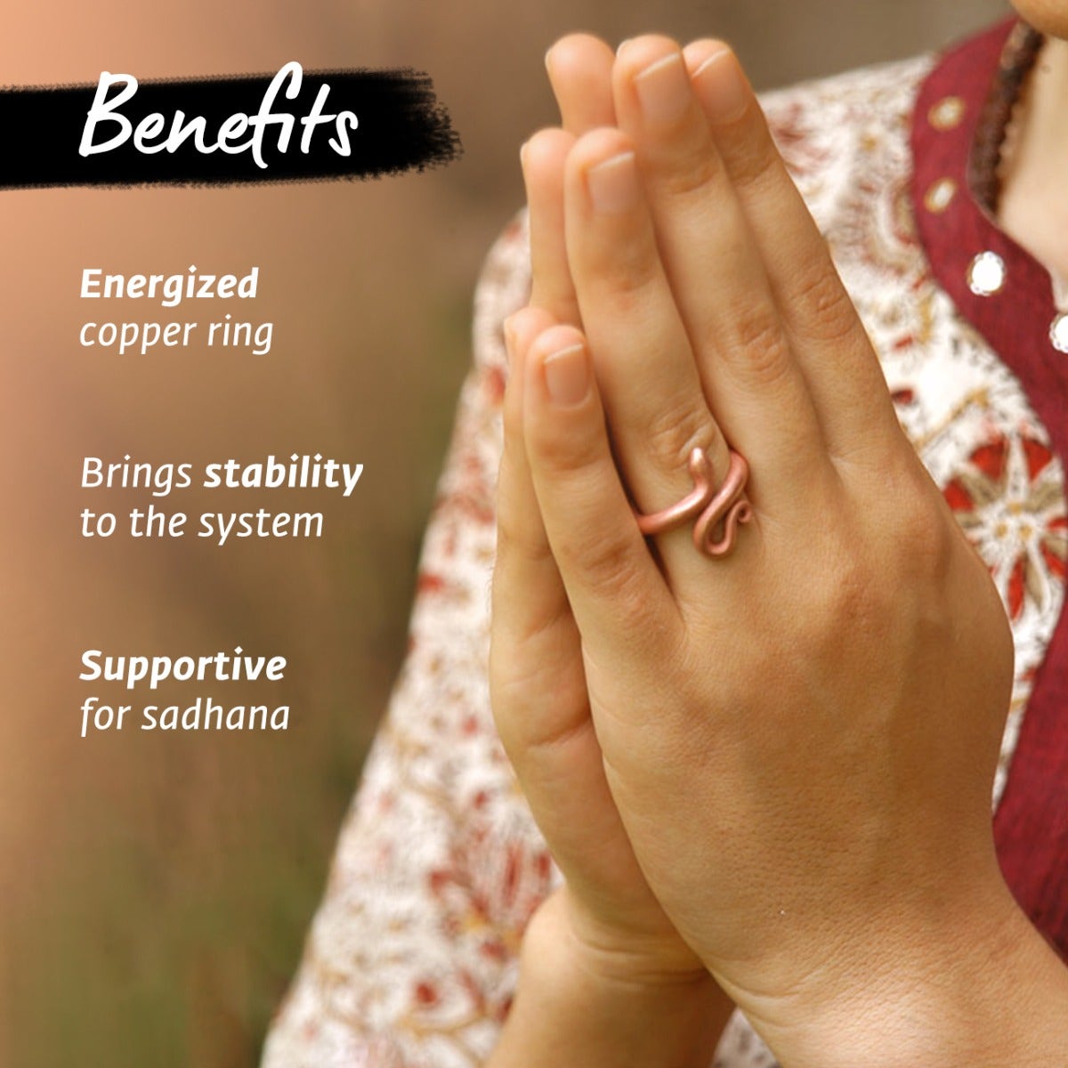 Sarpa Sutra, Energized Snake Ring, Copper metal  (Large Size)