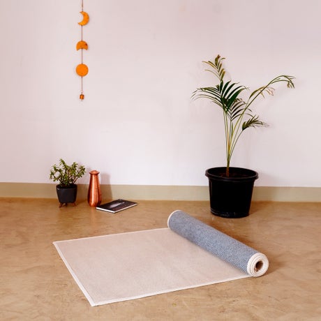 Handwoven Bamboo-Linen  Yoga Mat With Anti Slip Backing