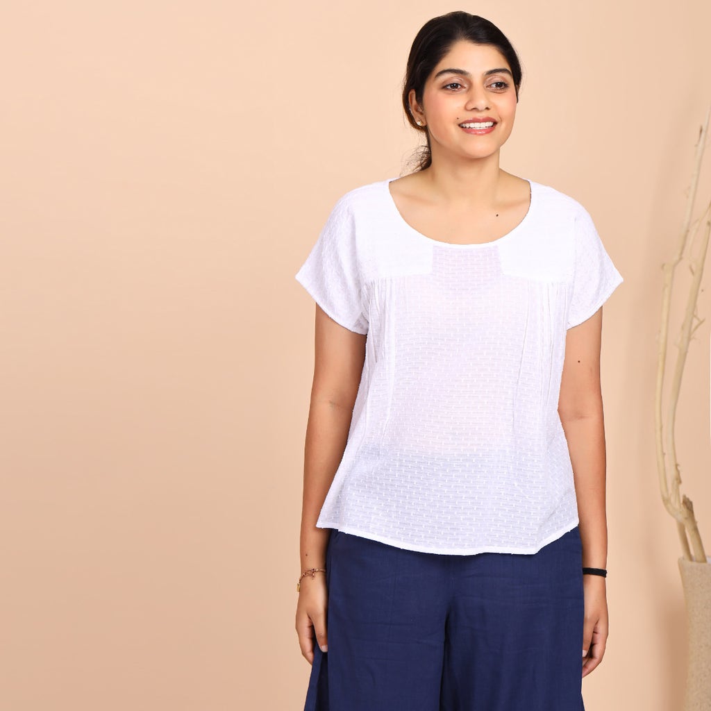Slub Dobby Cotton Top - White