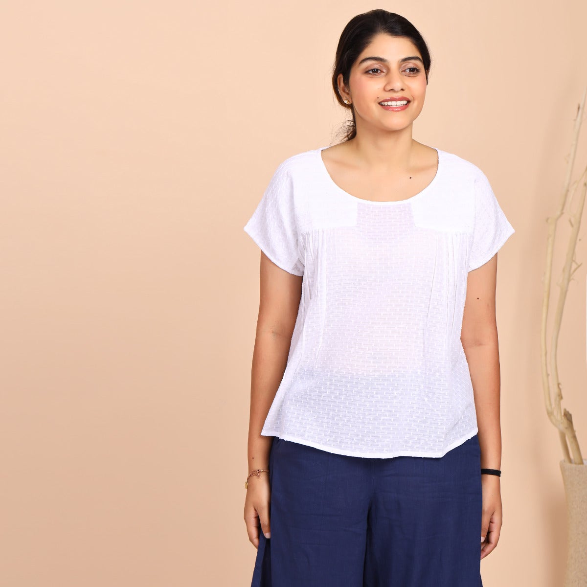 Slub Dobby Cotton Top - White