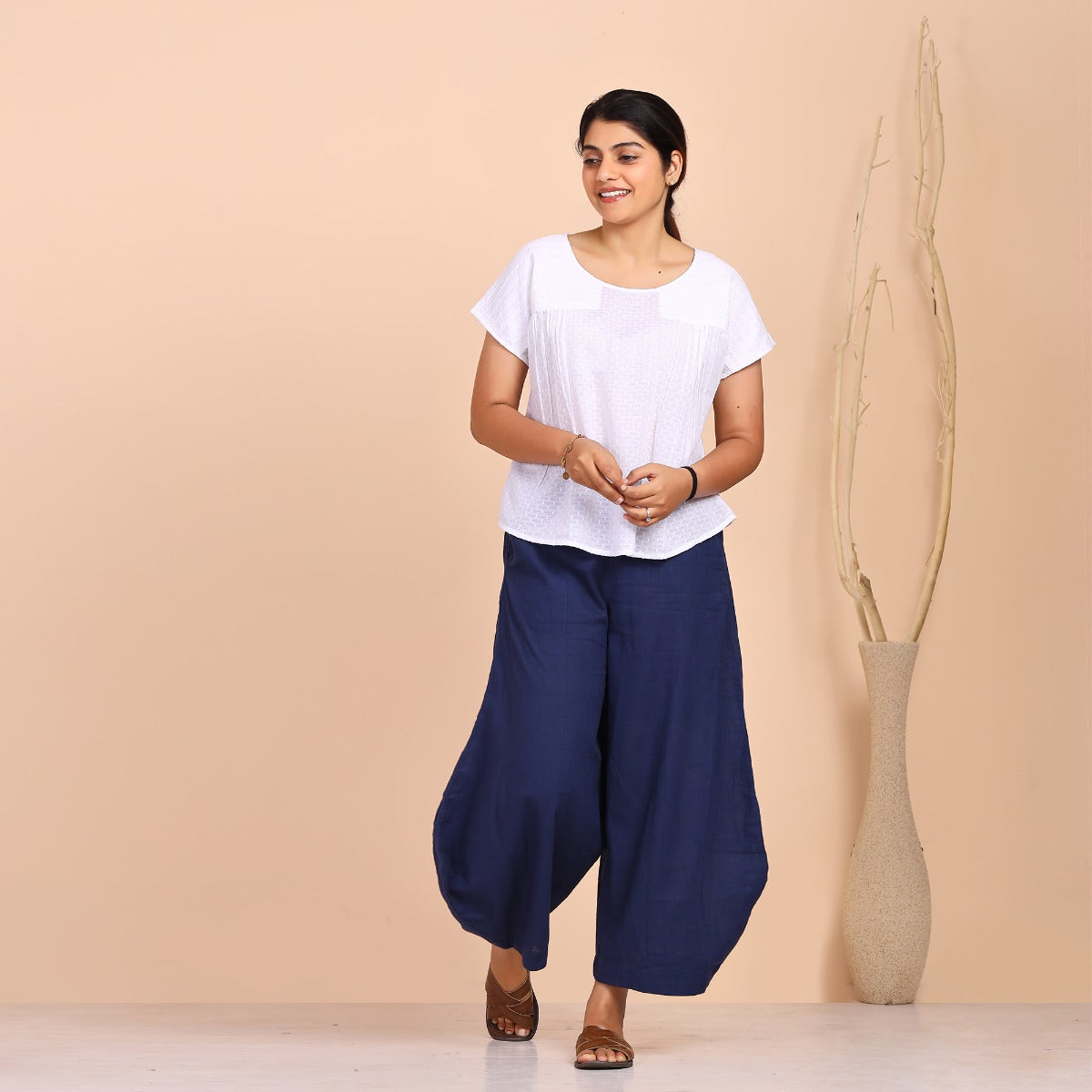 Slub Dobby Cotton Top - White