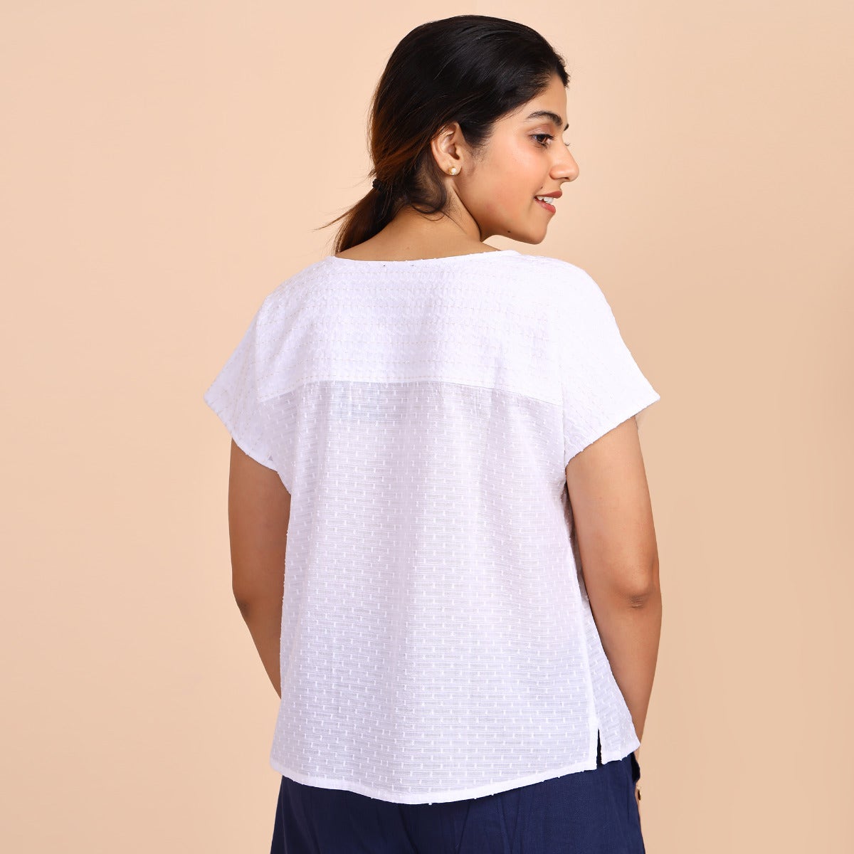 Slub Dobby Cotton Top - White