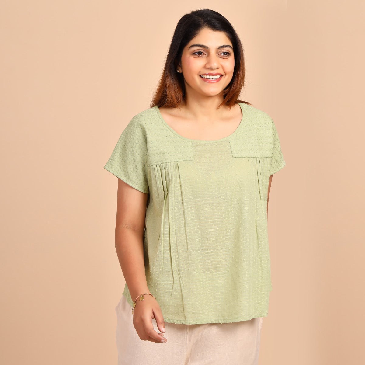Slub Dobby Cotton Top - Pistachio Green