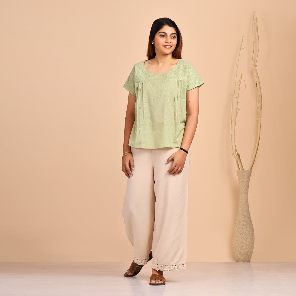 Slub Dobby Cotton Top - Pistachio Green