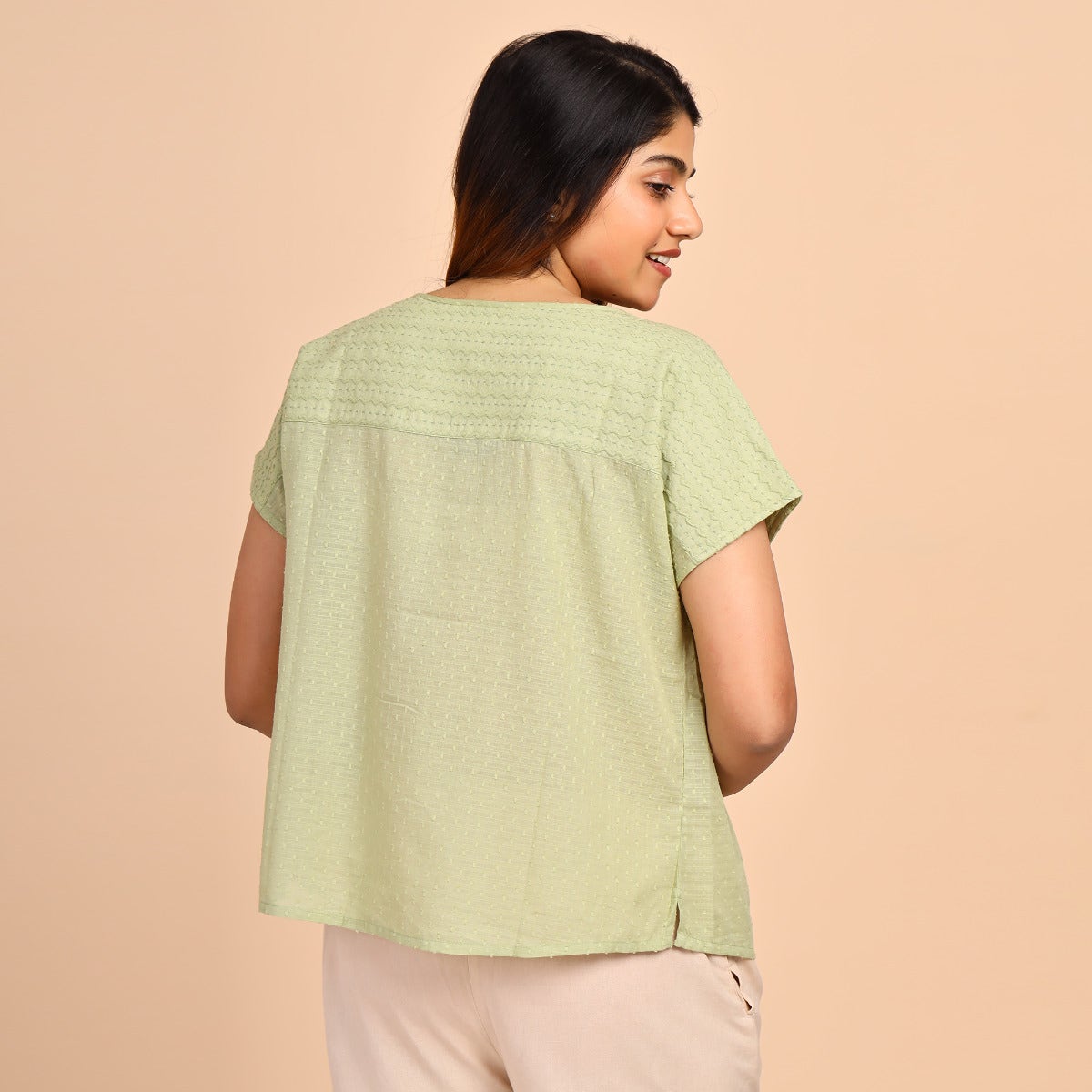 Slub Dobby Cotton Top - Pistachio Green