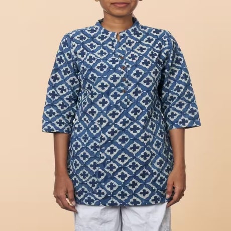 Indigo Dabu Print Kurta for Women