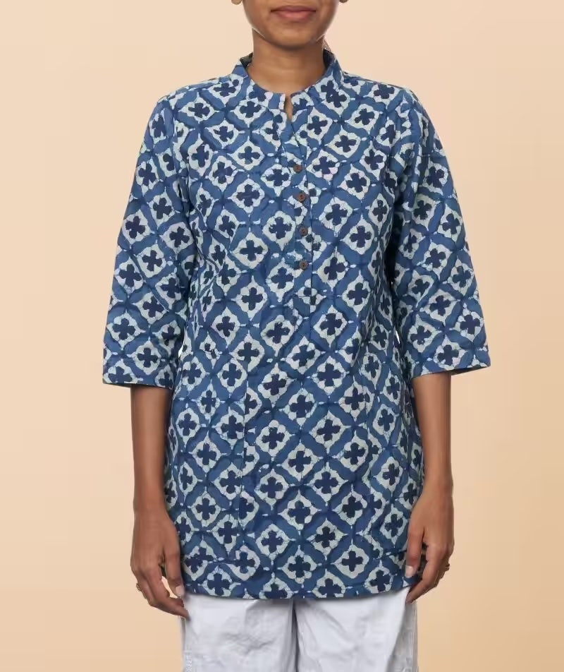 Indigo Dabu Print Kurta for Women