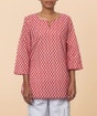 Red Block Print Kurta for Women
