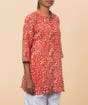 Red Dabu Print Kurta for Women