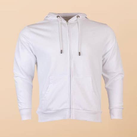 White Organic Cotton Unisex Zip Hoodie