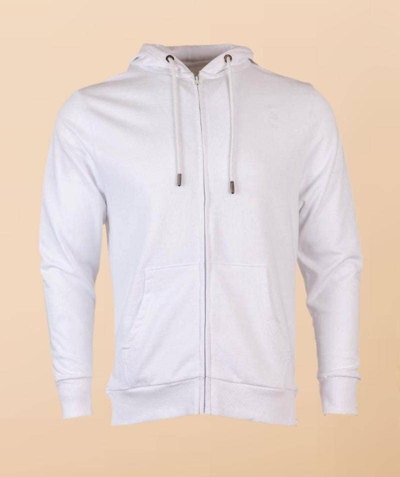 White Organic Cotton Unisex Zip Hoodie