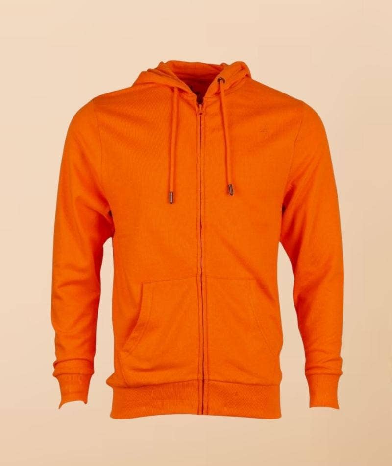 Orange Organic Cotton Unisex Zip Hoodie