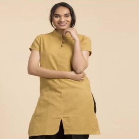 Mustard Aum Organic Cotton Kurta for Women