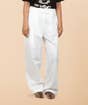 White Organic Cotton Relaxed Fit Pants for Women