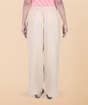 Beige Organic Cotton Relaxed Fit Pants for Women