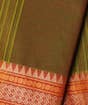 Brown Devi Consecrated Cotton Saree with Red Border