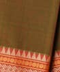 Brown Devi Consecrated Cotton Saree with Red Border