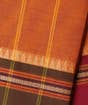 Dark Orange Devi Consecrated Cotton Saree with Brown and Maroon Border