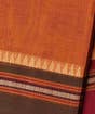 Dark Orange Devi Consecrated Cotton Saree with Brown and Maroon Border