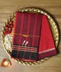 Red Devi Consecrated Cotton Saree with Golden Black Border
