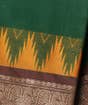 Green Devi Consecrated Cotton Saree with Maroon and Golden Border