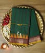 Green Devi Consecrated Cotton Saree with Maroon and Golden Border
