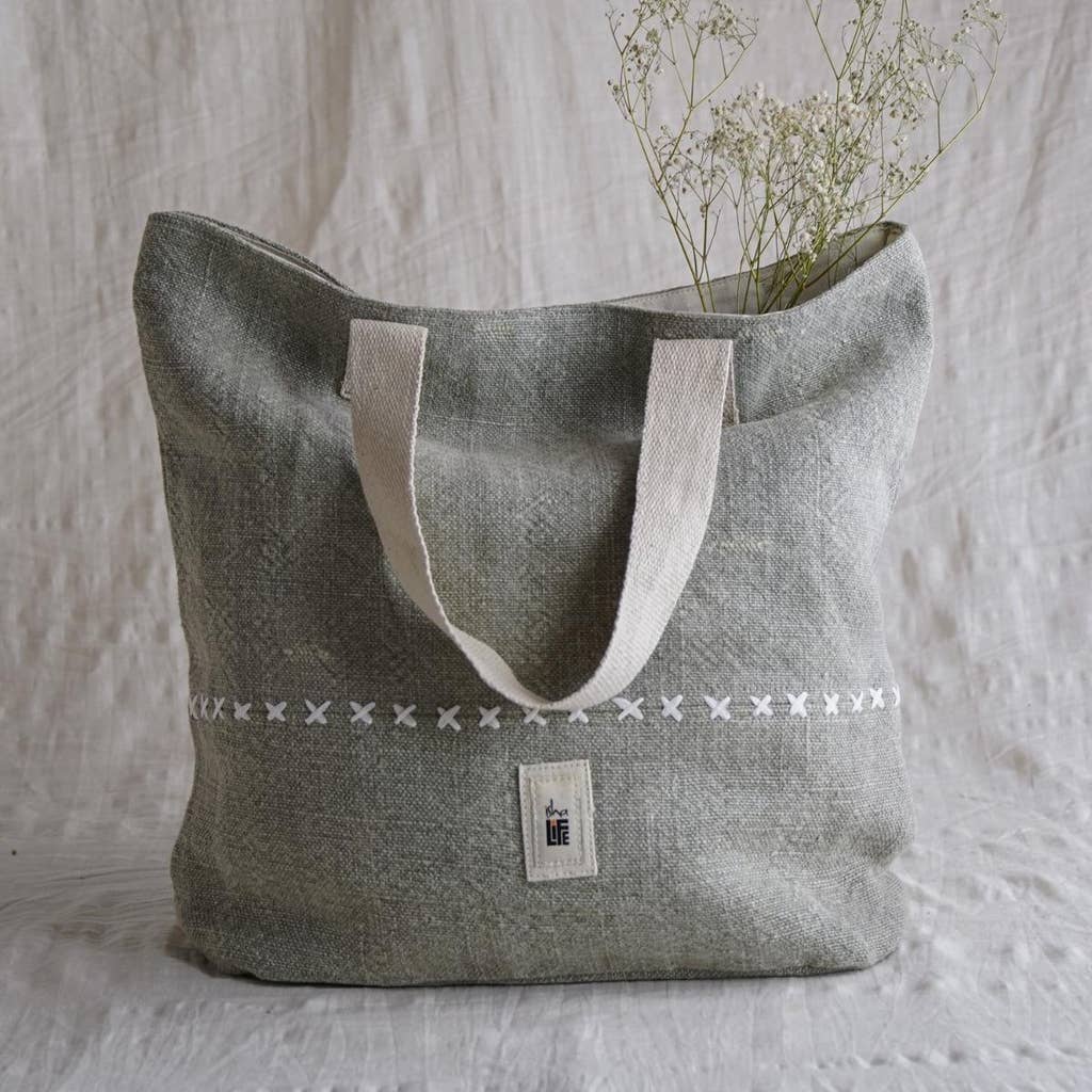 Soft Jute Kilim Bag with stitch detail