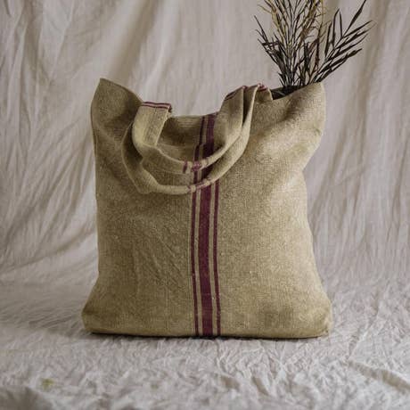 Soft Jute Kilim Flat Tote - Stripe