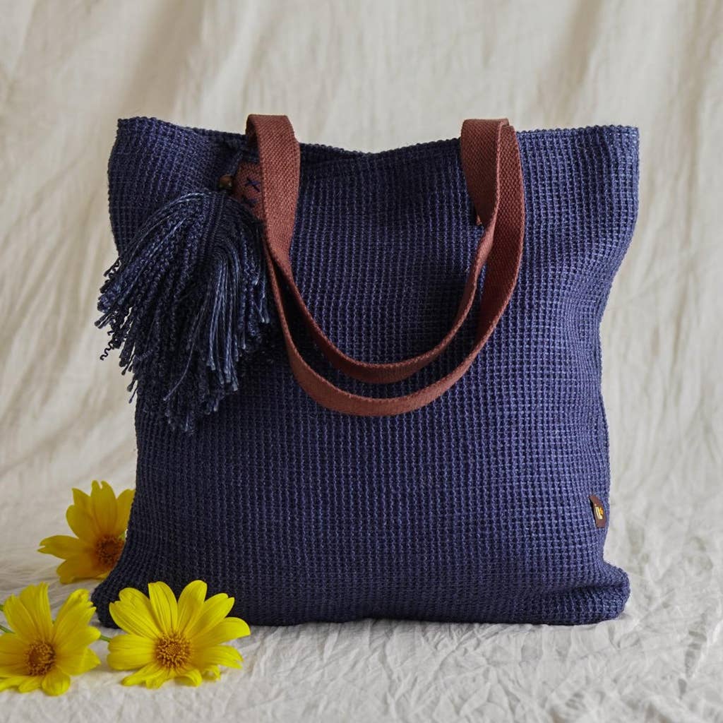 Jute Matting Bag - Indigo