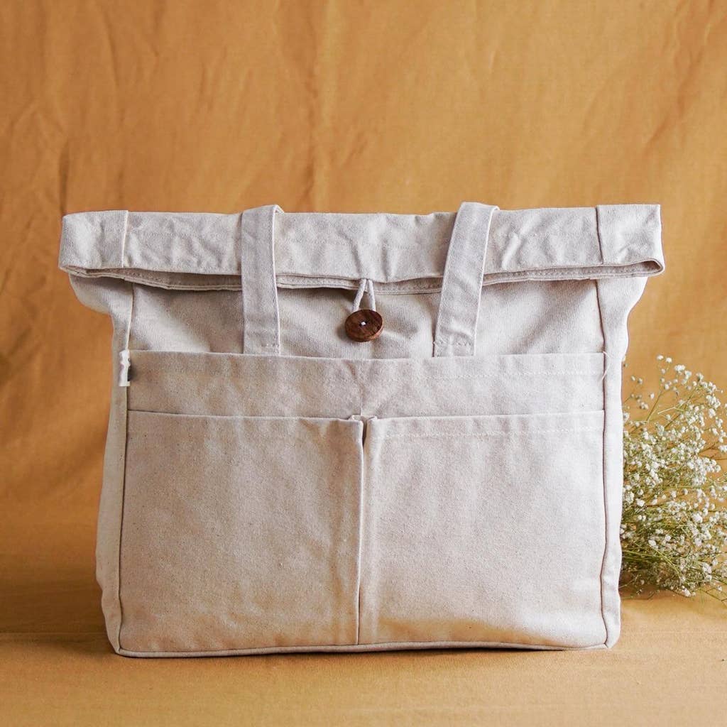 Natural cotton bag with coco button- design 2